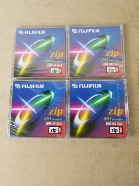 Fujifilm 100mb Disk BM Formatted Zip Disk New Sealed Pack x4 Vintage